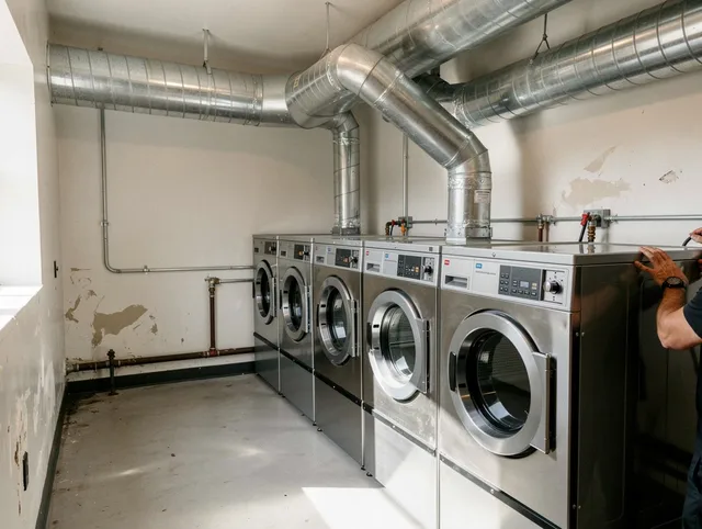 Lennox Dryer Vent Cleaning team performing large-scale commercial dryer vent cleaning in Lennox