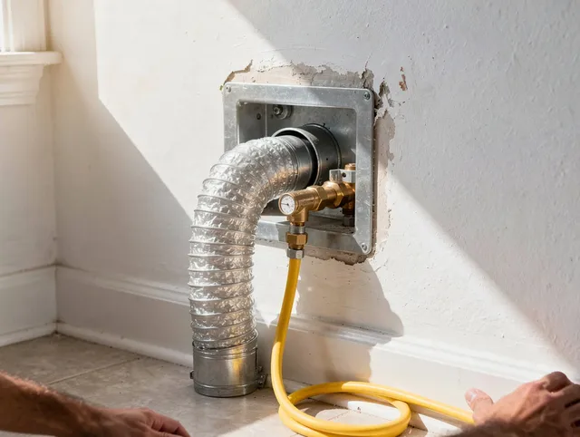 Lennox Dryer Vent Cleaning certified technician performing specialized gas dryer vent cleaning in Lennox